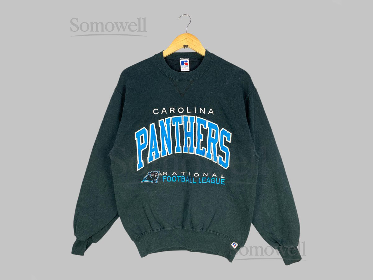 Vintage Carolina Panthers NFL Football Sweatshirt Medium Carolina Panthers American Football Printed Sweater Panthers Rugby Black Crewneck M_28