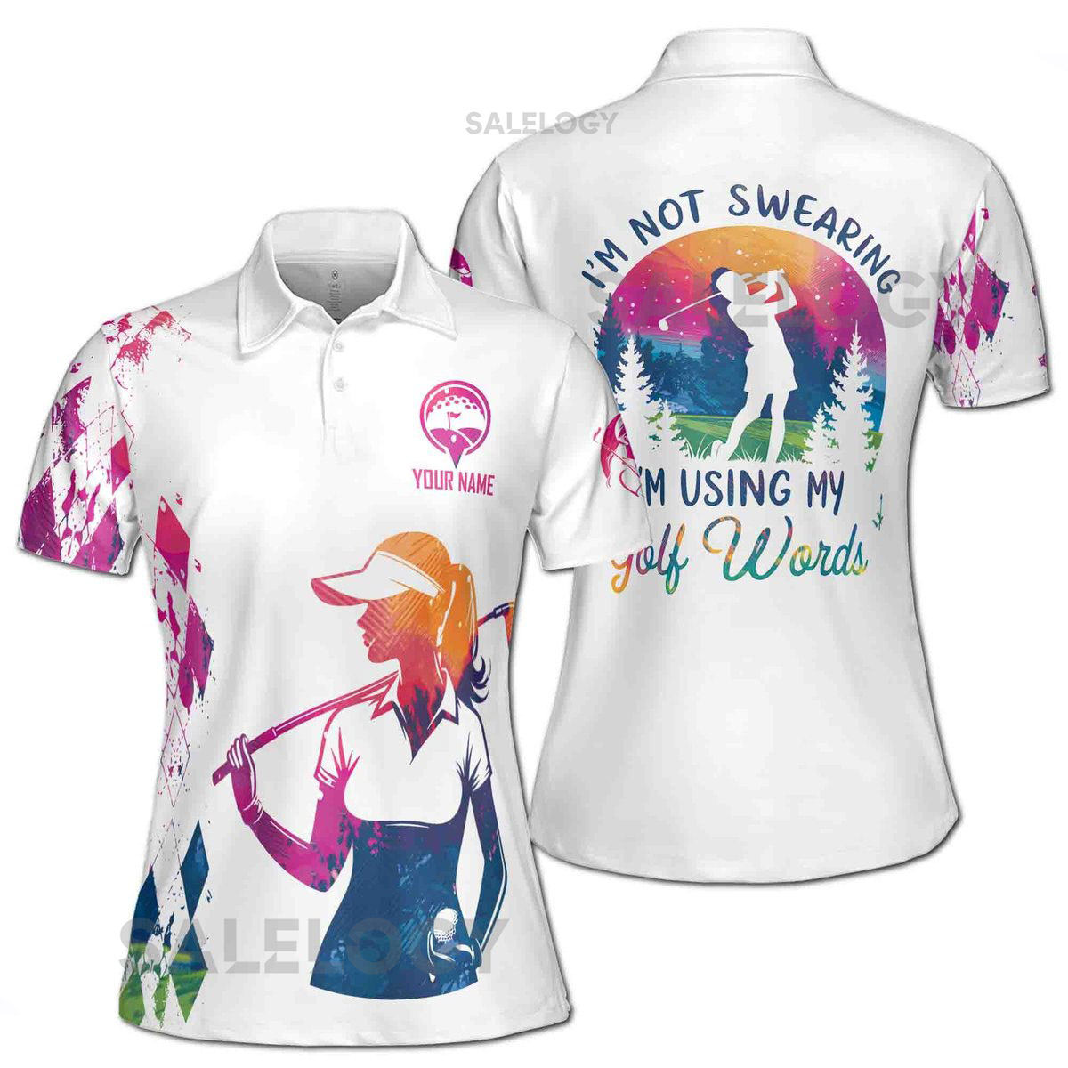 Custom Name Golf Girl I39m Using My Golf Words Women39s Polo S-5XL_98