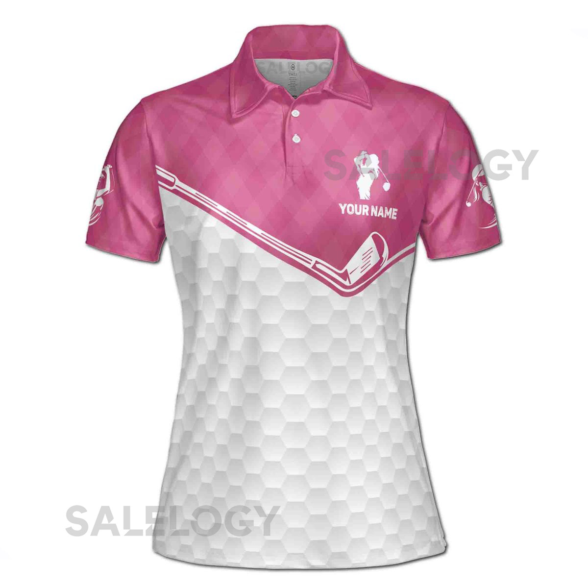 Custom Name Pink Golf and Par Then Bar Flamingo Women39s Polo S-5XL_154