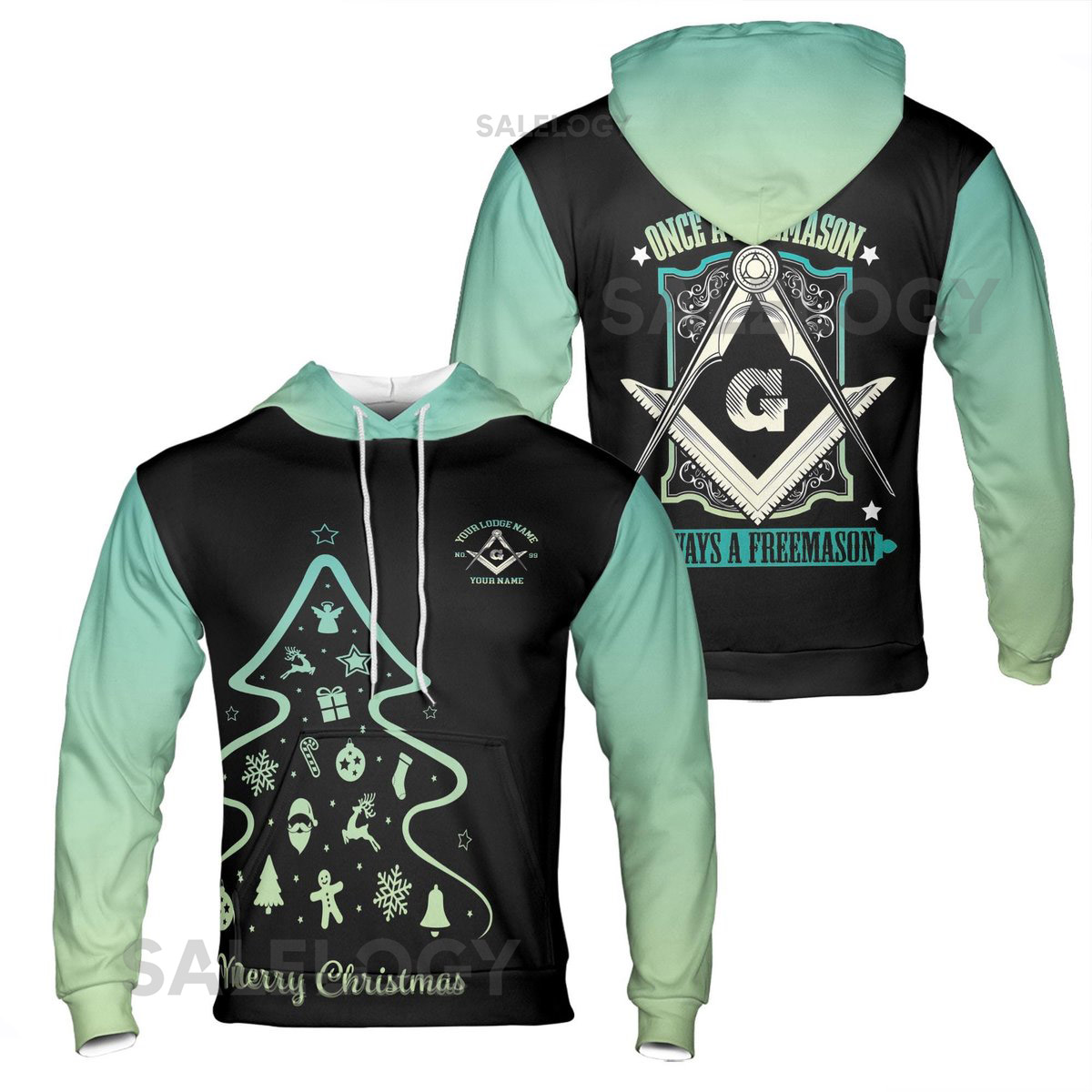 Customized Once a Freemason Merry Christmas Xmas Hoodie S-5XL_89