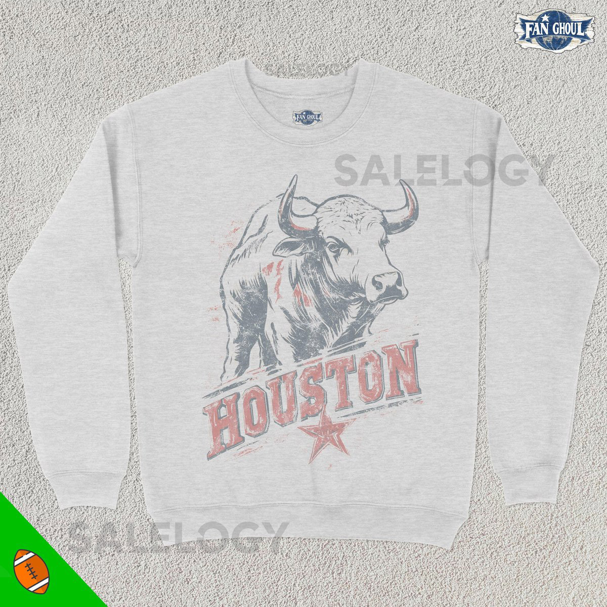 Vintage Houston Bull Football Crewneck American Sports Sweatshirt US Sports Clothing Football Fan Gift Football Lover Retro_950