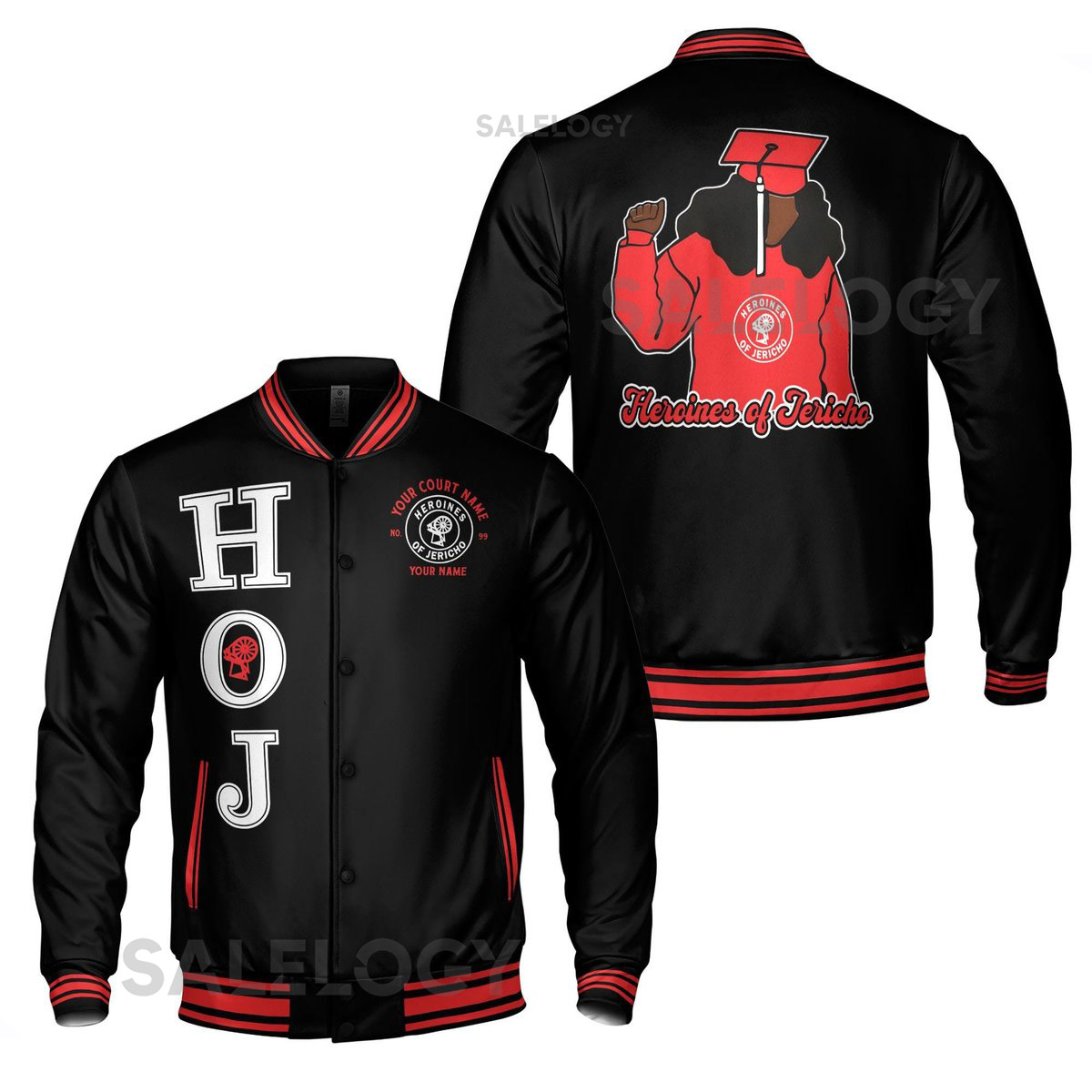 Custom Name Heroines of Jericho with HOJ Lady Varsity Jacket S-5XL_16