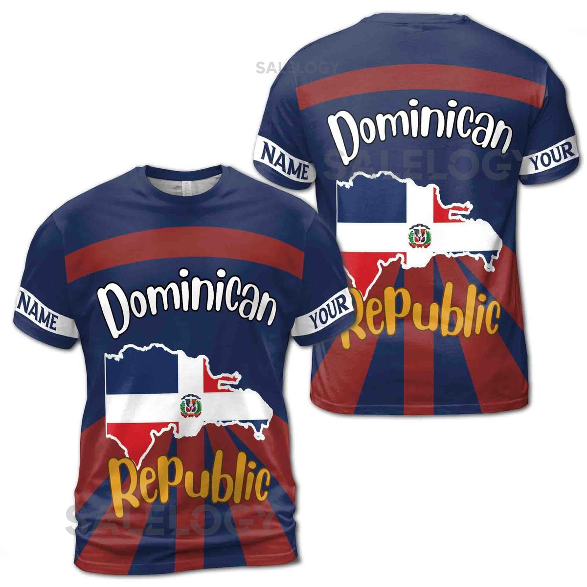 Custom Name Dominican Republic Country Map Line Unisex T-Shirt S-5XL_34