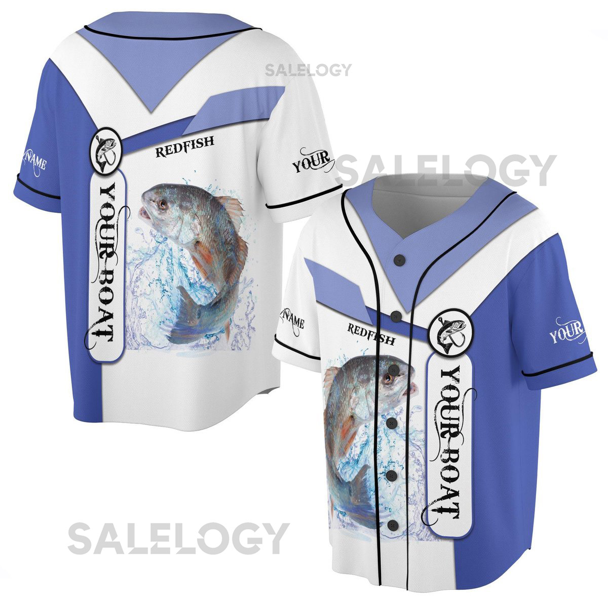 Customized Redfish Fishing Lover Fisherman Baseball Jersey S-5XL_64