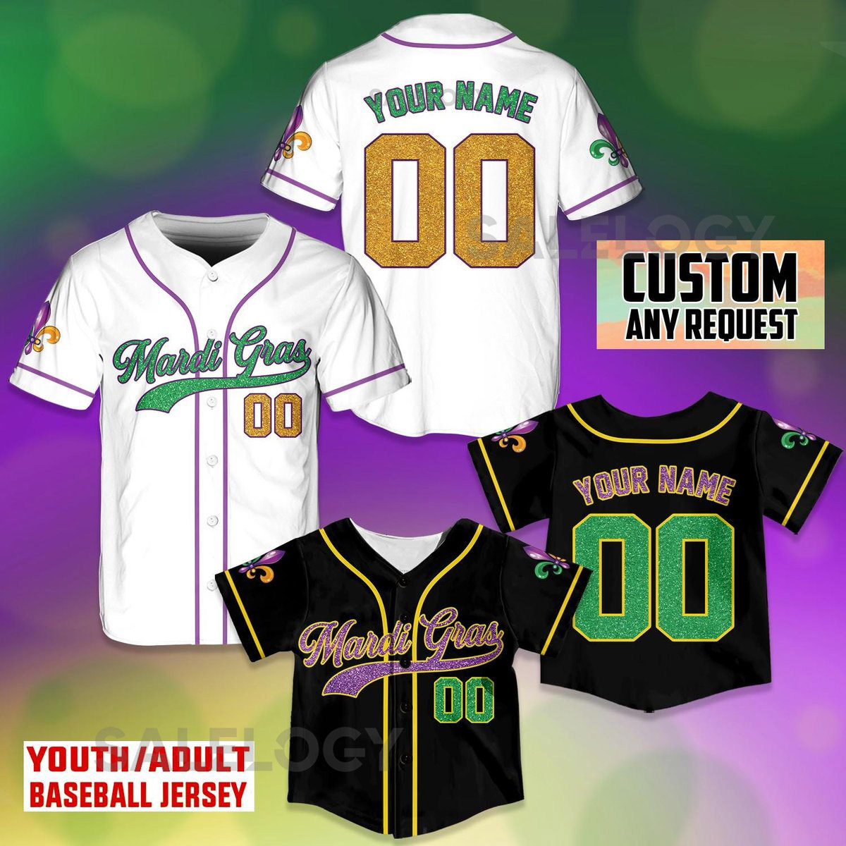 Personalized Mardi Gras Baseball Jersey Custom Name And Number Baseball Jersey Mardi Gras Carnival Jersey Gift For Family Matching_232