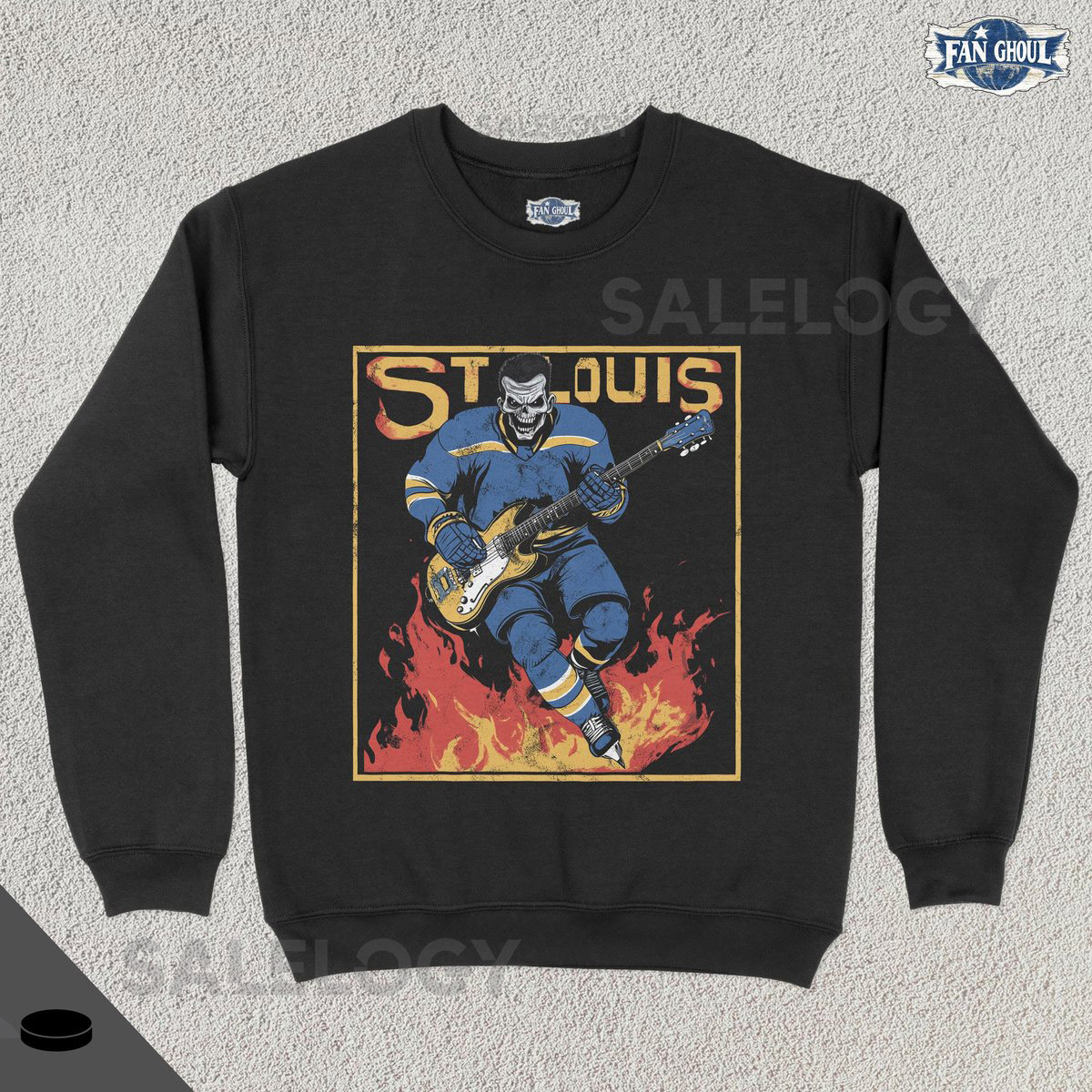 St Louis Hockey Crewneck Blue Ice Hockey Sweatshirt Sports Clothing Hockey Fan Gift Hockey Lover Vintage Hockey St Louis Missouri_495