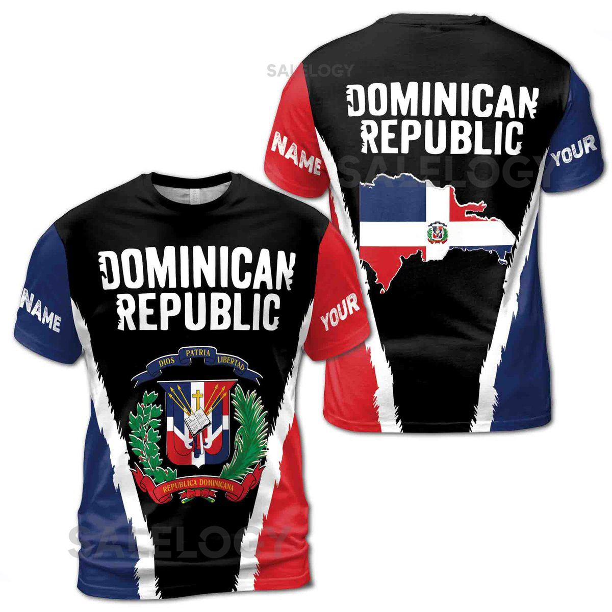 Custom Name Patriotic Dominican Republic Coat Of Arms 3D T-shirt S-5XL_80