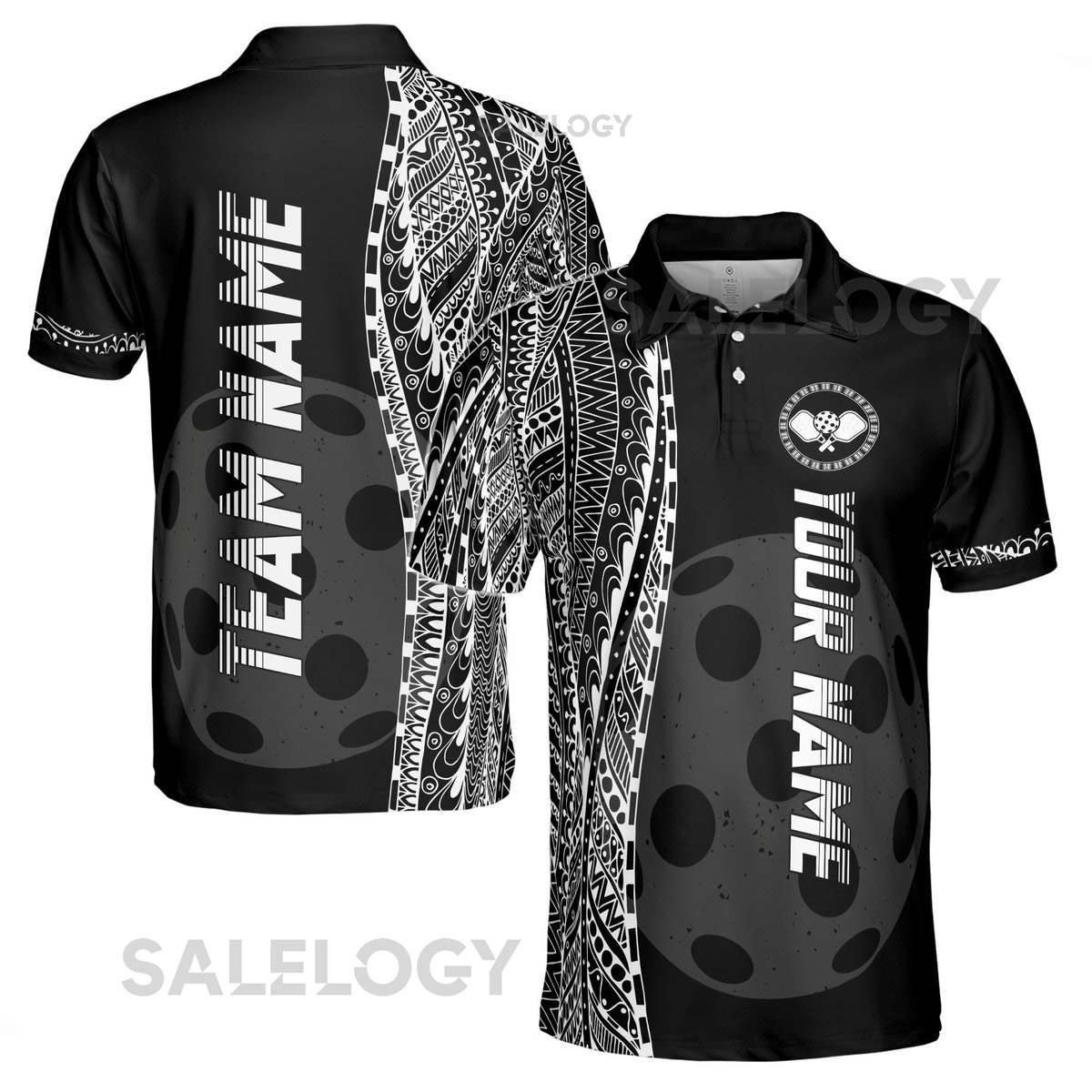 Personalized Name Viking Tribal Art Pickleball Team Men's Polo Shirt S-5XL_585