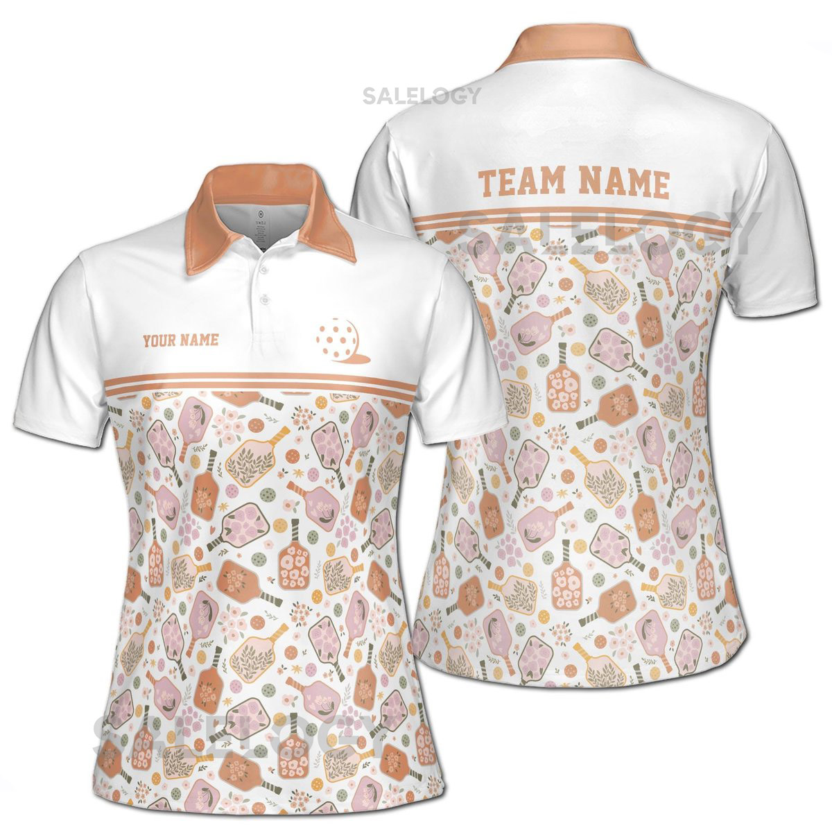 Customized Name Grain Color Pattern Pickleball Team Women's Polo Shirt S-5XL_433
