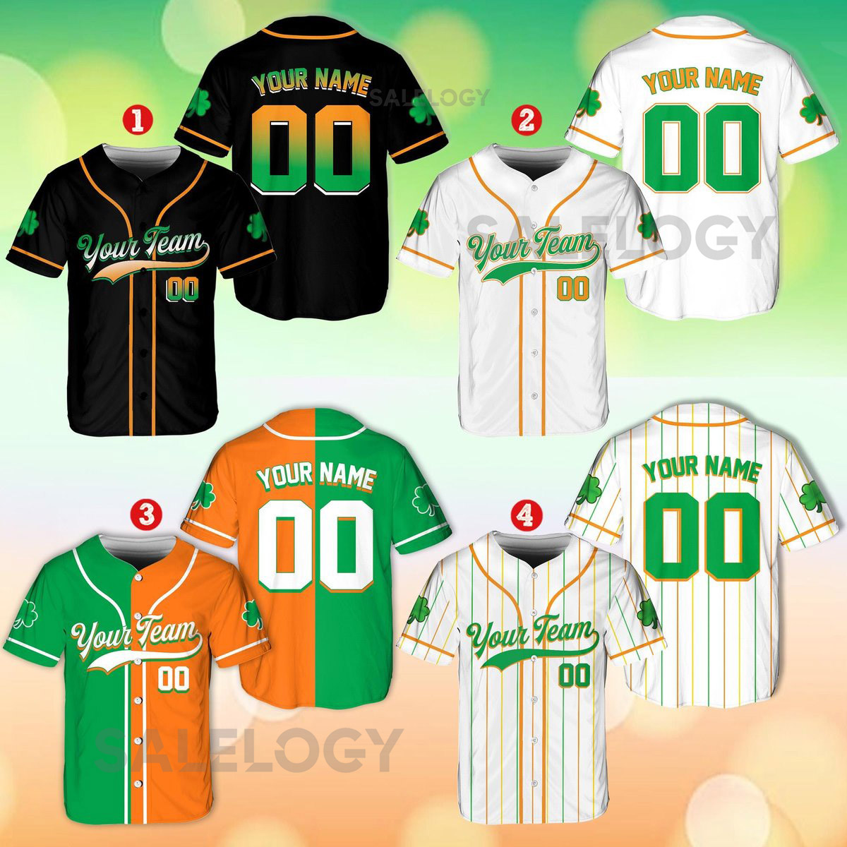 Personalized St Patrick39s Day Baseball Jersey Custom Team Name Number St Patrick39s Day Baseball Jersey St Patrick39s Day Outfits_361
