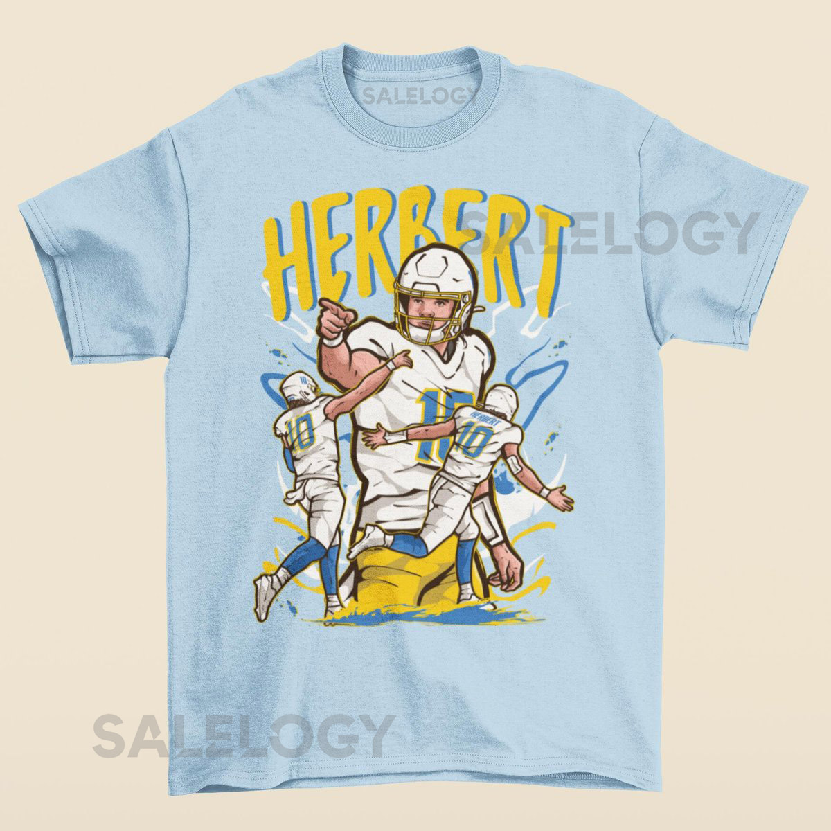 Justin Herbert Cartoon Style Los Angeles Football T-Shirt_227