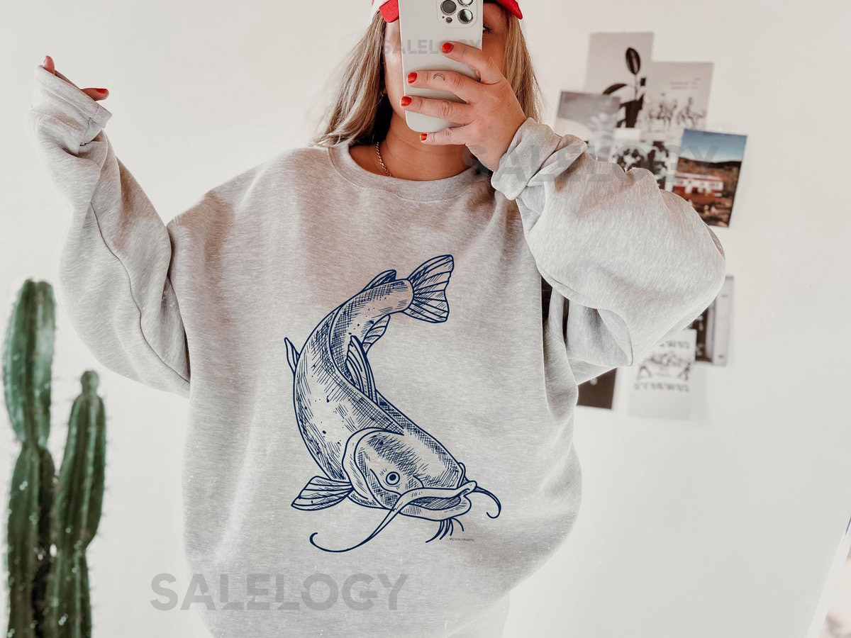 Vintage look Catfish Predators Crewneck Nashville Hockey Gift Outfit Sweatshirt Retro Animal Fish Top Tattoo Style Birthday Present Trendy_728