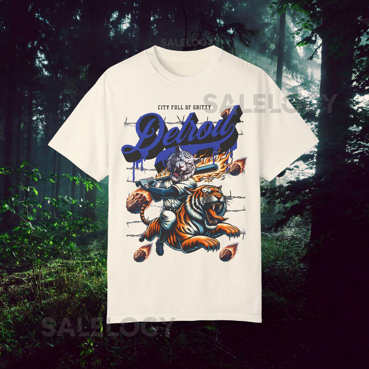 Detroit Baseball Graphic Tee Vintage Style Comfort Colors Shirt_123