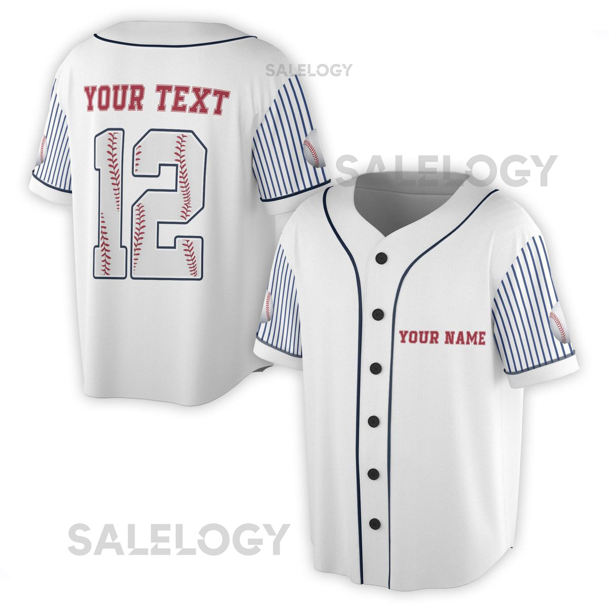 Custom Name Number Blue Stripes Pattern Baseball Lover Baseball Jersey S-5XL_22