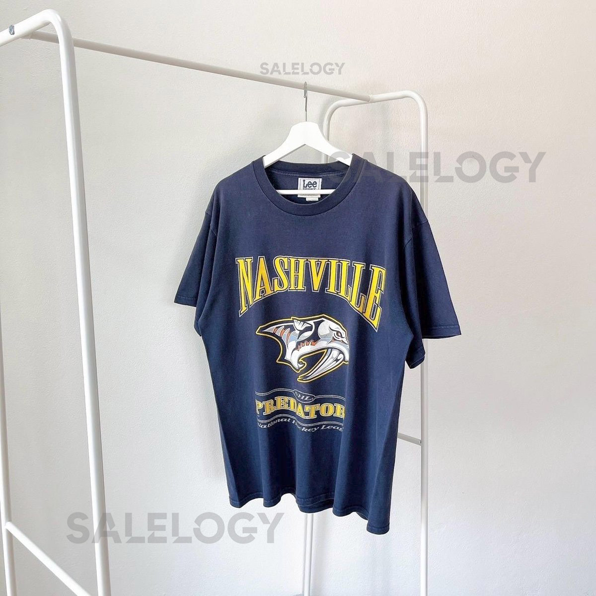 Vintage Nashville Predators NHL hockey Lee sport blue t shirt L_737
