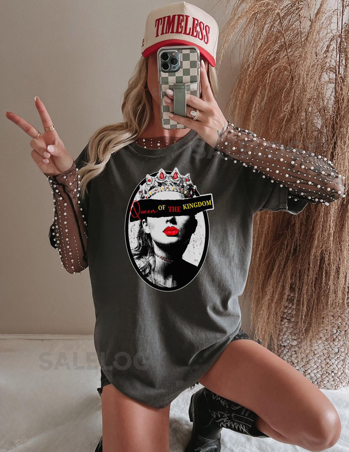 Queen of the Kingdom Taylor Swift KC Shirt Kansas City Football Kelce Distressed Print Chiefs Shirt Vintage Retro Style_672