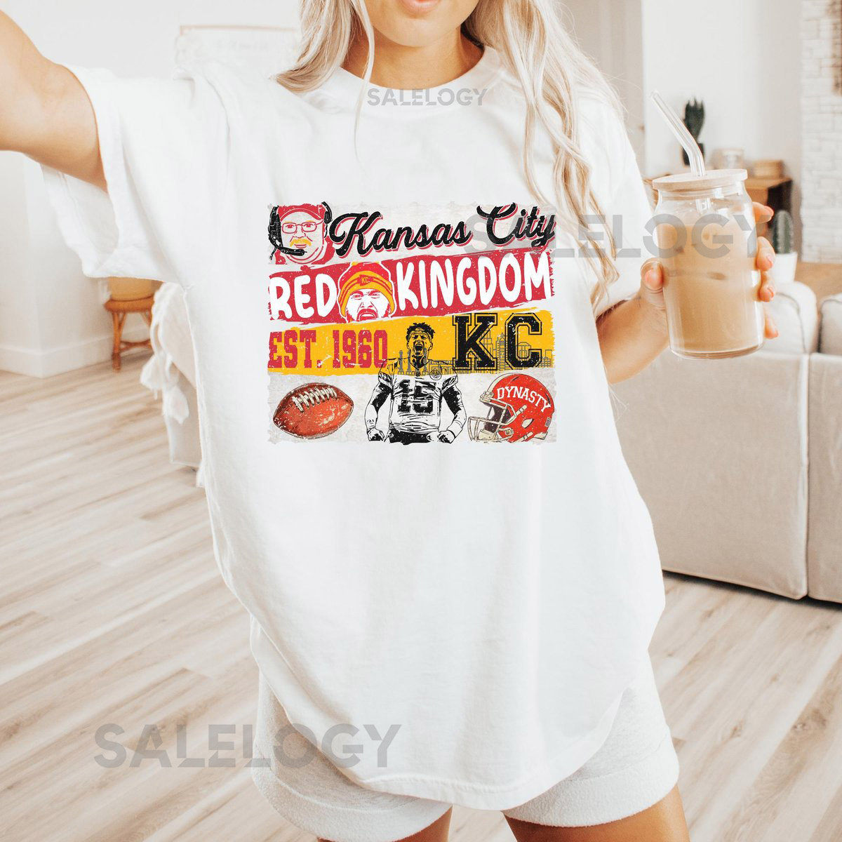 Red Kingdom Superbowl Shirt KC Chiefs Shirt Cozy KC Football Shirt with Distressed Print Kansas City Shirt Retro Design_716