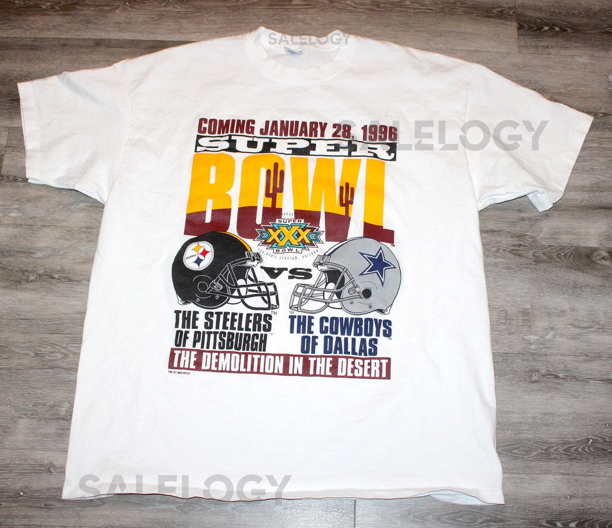 Vintage 90s Clothing NFL Pittsburgh Steelers Dallas Cowboys Football Men Size XL Oversized Womens Super Bowl Logo Short Sleeve T Shirt_496