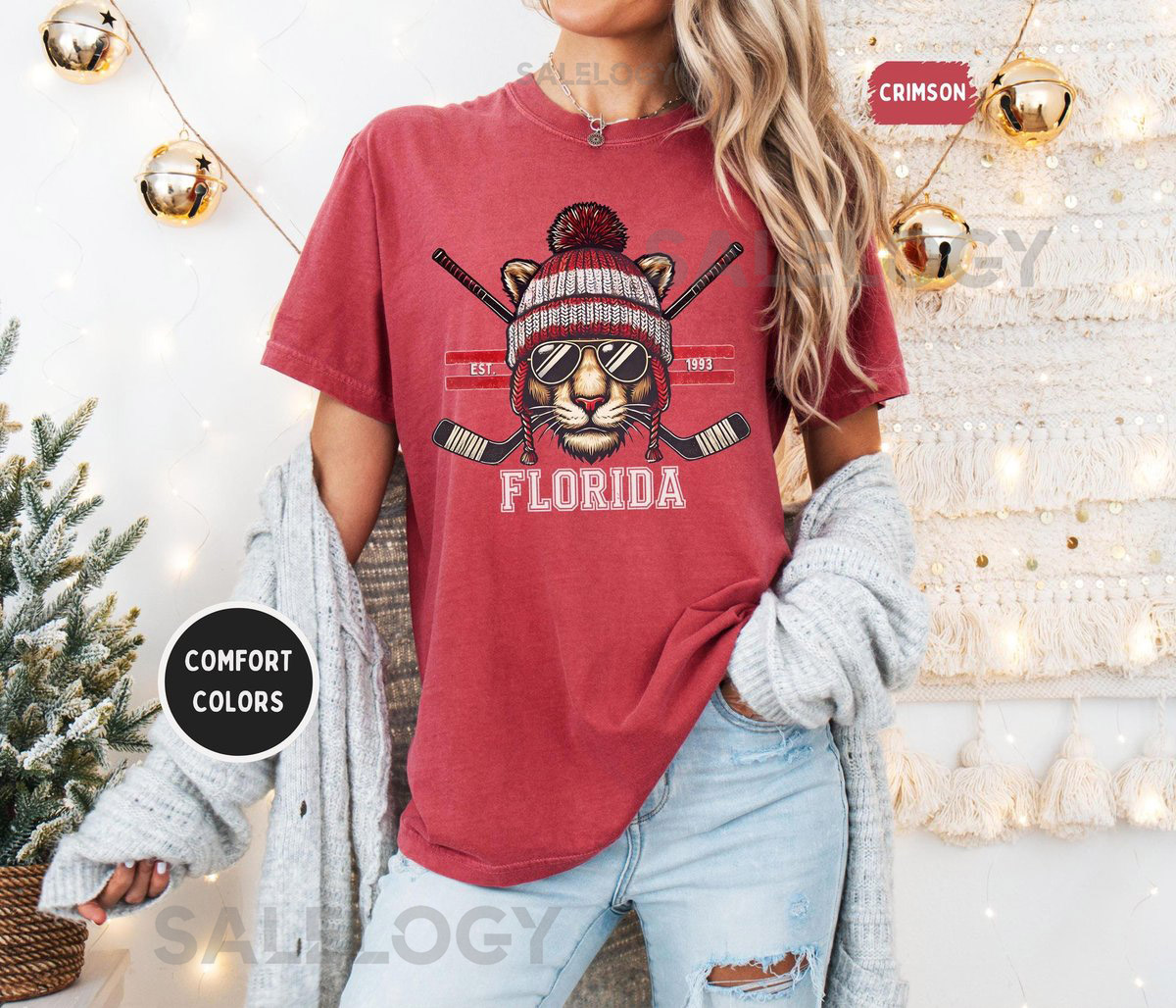 Florida Hockey Comfort Colors Shirt   Unisex T shirt Florida Fan Gift Hockey Sports Apparel Team Tee Game Day Outfit Hockey gifts_162