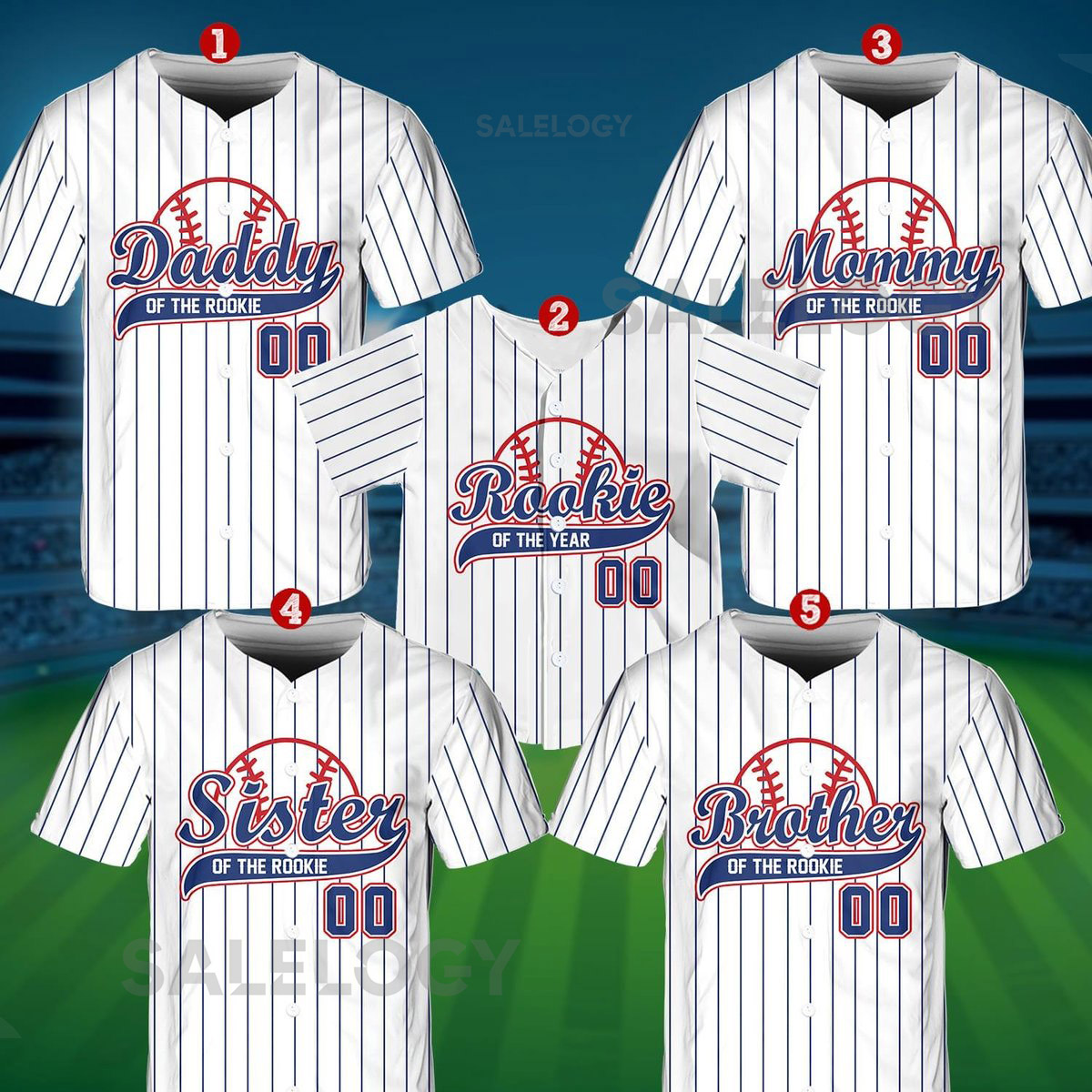 Personalized Mommy Daddy Of the Rookie Baseball Jersey Custom Name Number Shirt Rookie Of The Year Jersey Family Matching Outfits_281