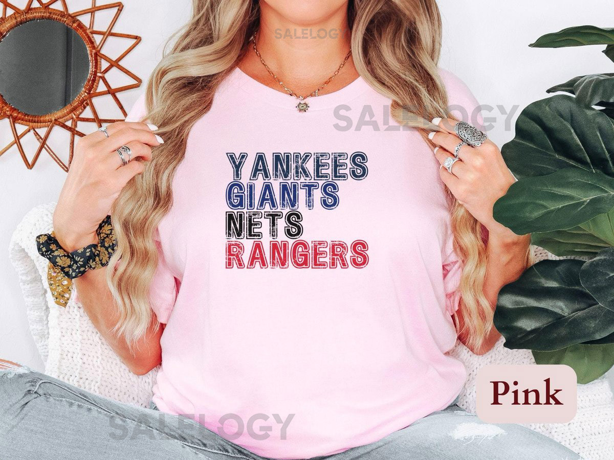 New York 4 Sports Team Shirt NYC Four Team Top Unique NY Sports Fan Gift Yankees Giants Nets Rangers Unisex Tee or Sweatshirt_649