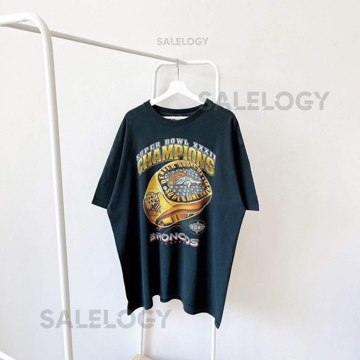 Vintage 1990 Denver Broncos Super Bowl Ring Champions T-Shirt Pro Player USA XXL_468