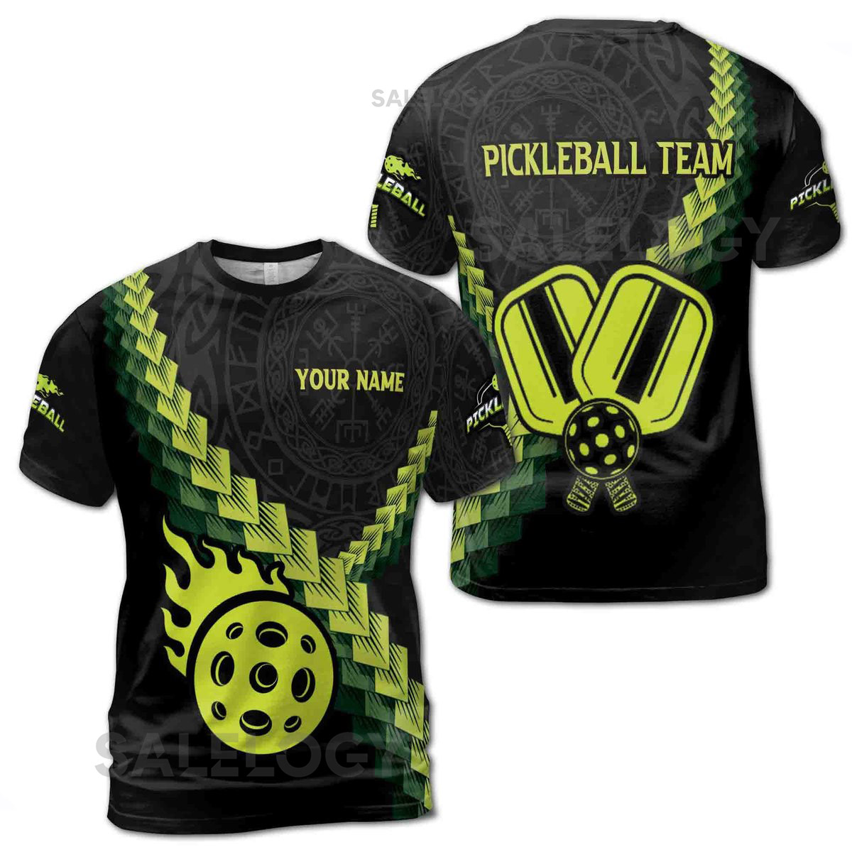 Personalized Name Team Viking Pattern Pickleball Lover 3D T-Shirt S-5XL_251
