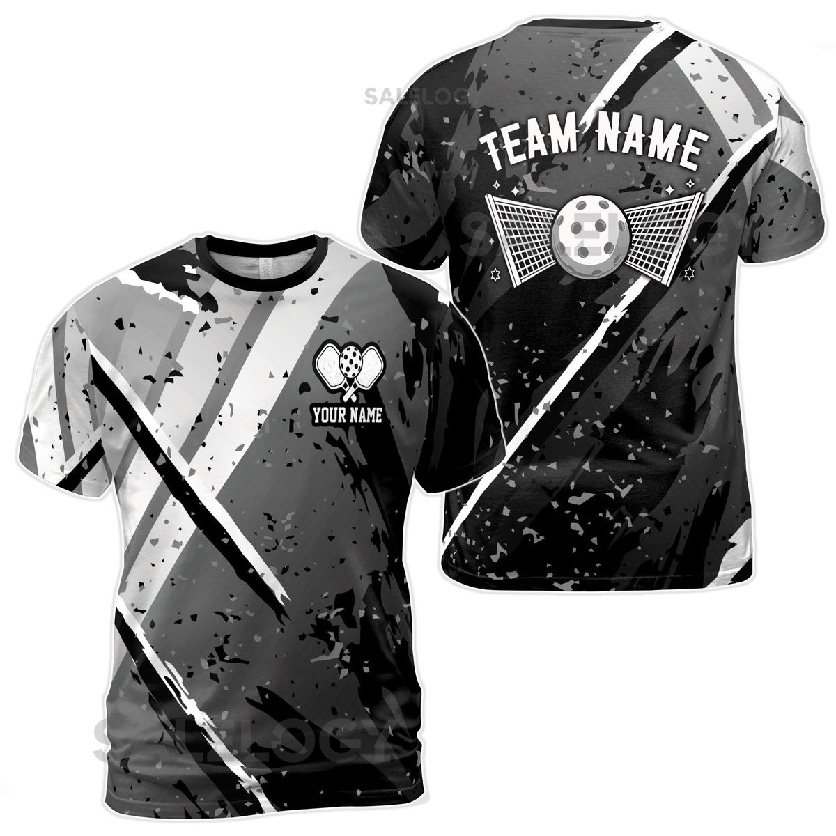 Customized Name Grey Spatter Pickleball Team Play Men39s T-Shirt S-5XL_179