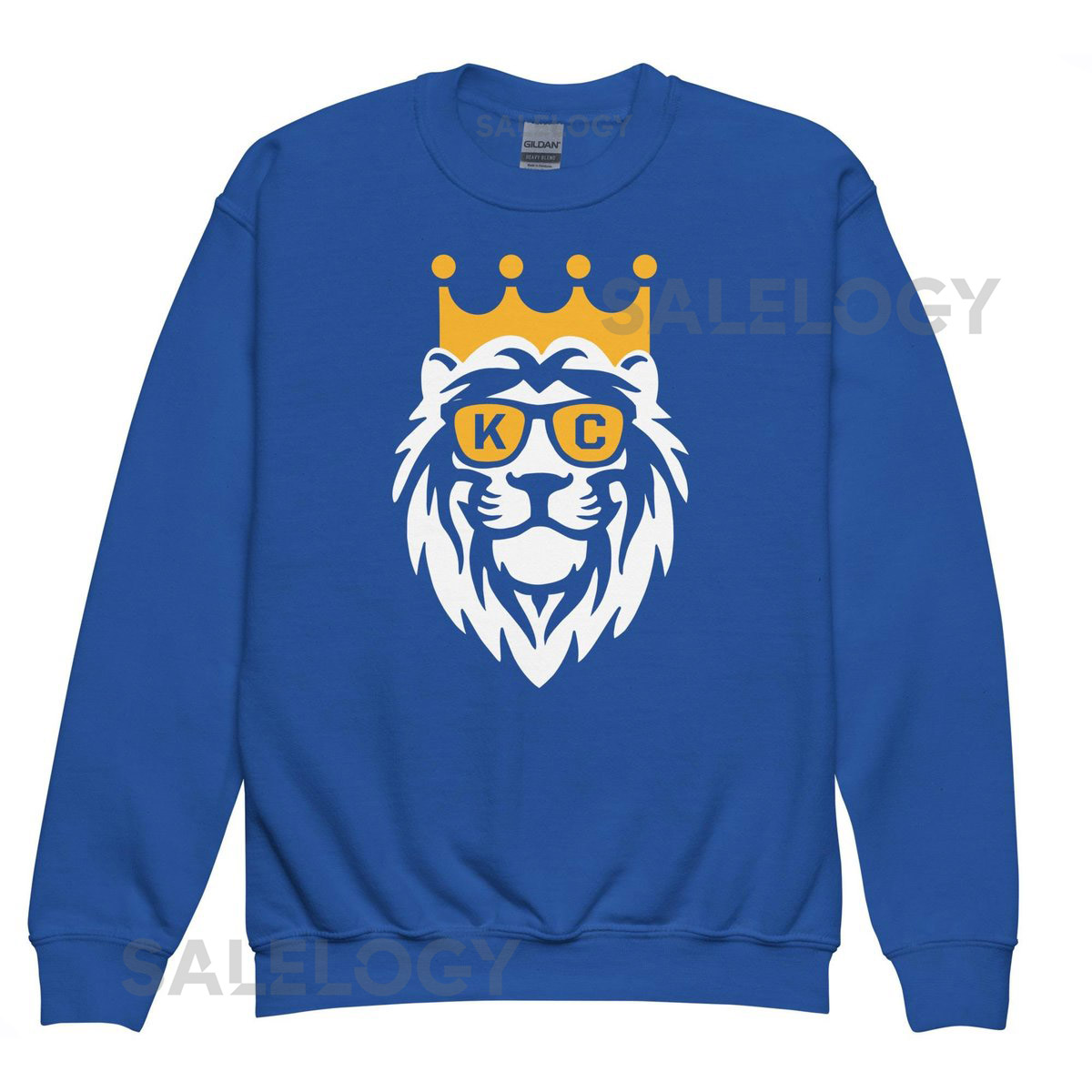 Kids Kansas City Baseball Gildan Youth crewneck sweatshirt Royals Game Day Outfit KC Girls Boys Crown Royal Blue Slugger_528