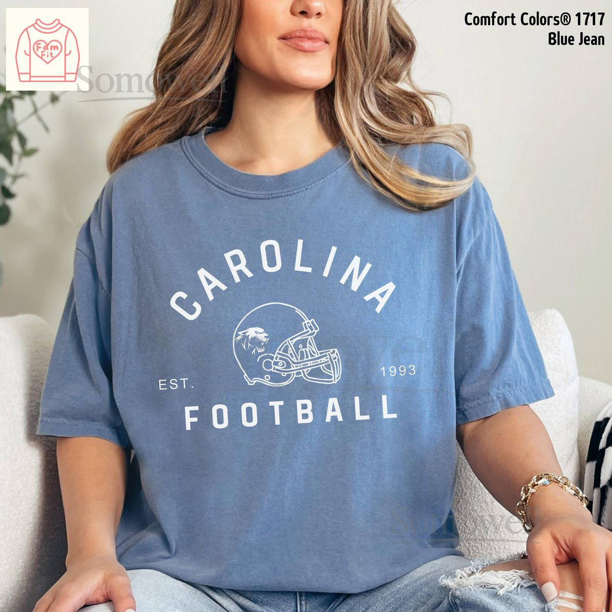 Carolina Football Jersey Shirt - Panther Vintage Comfort Color Tees Mommi Me Sweatshirt FamFit22-02_331