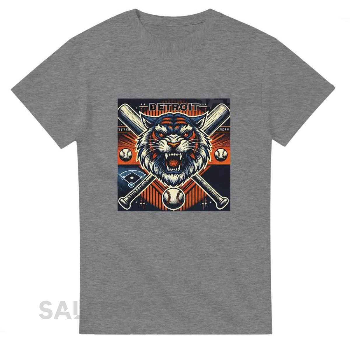Detroit Tiger Inspired Roaring Tiger Baseball T-Shirt_228