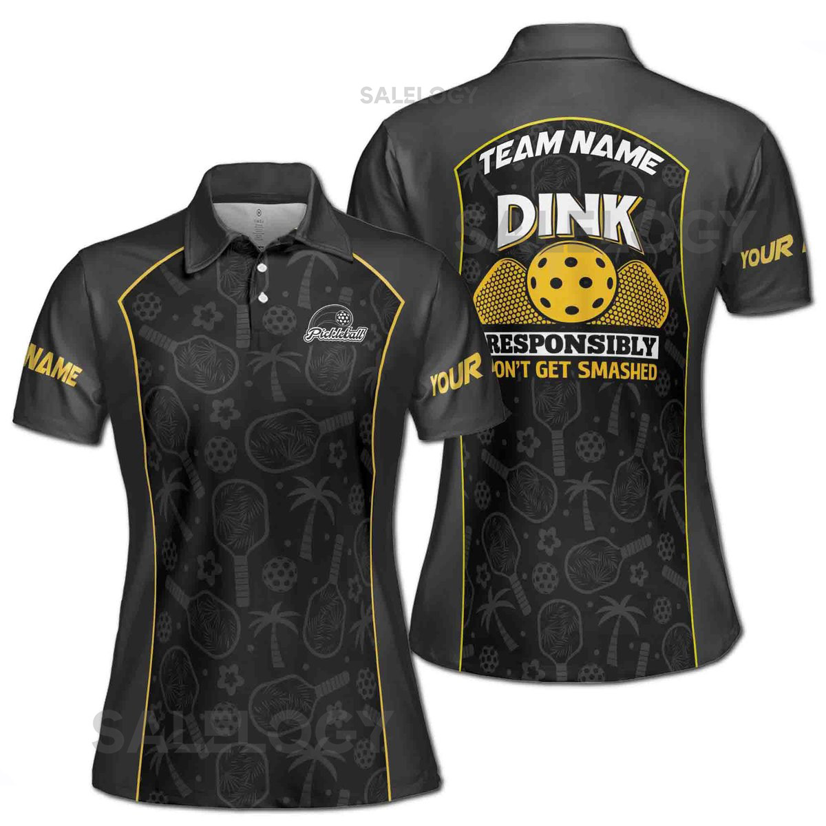 Custom Name Pickleball Dink Responsibly Don't Get Smash Women39s Polo Shirt S-5XL_144