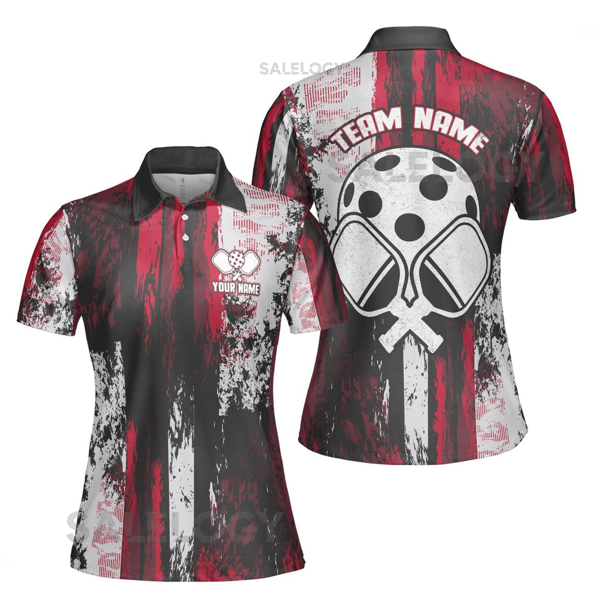 Custom Name Team Name Grunge Art Pickleball Player Women39s Polo Shirt S-5XL_199