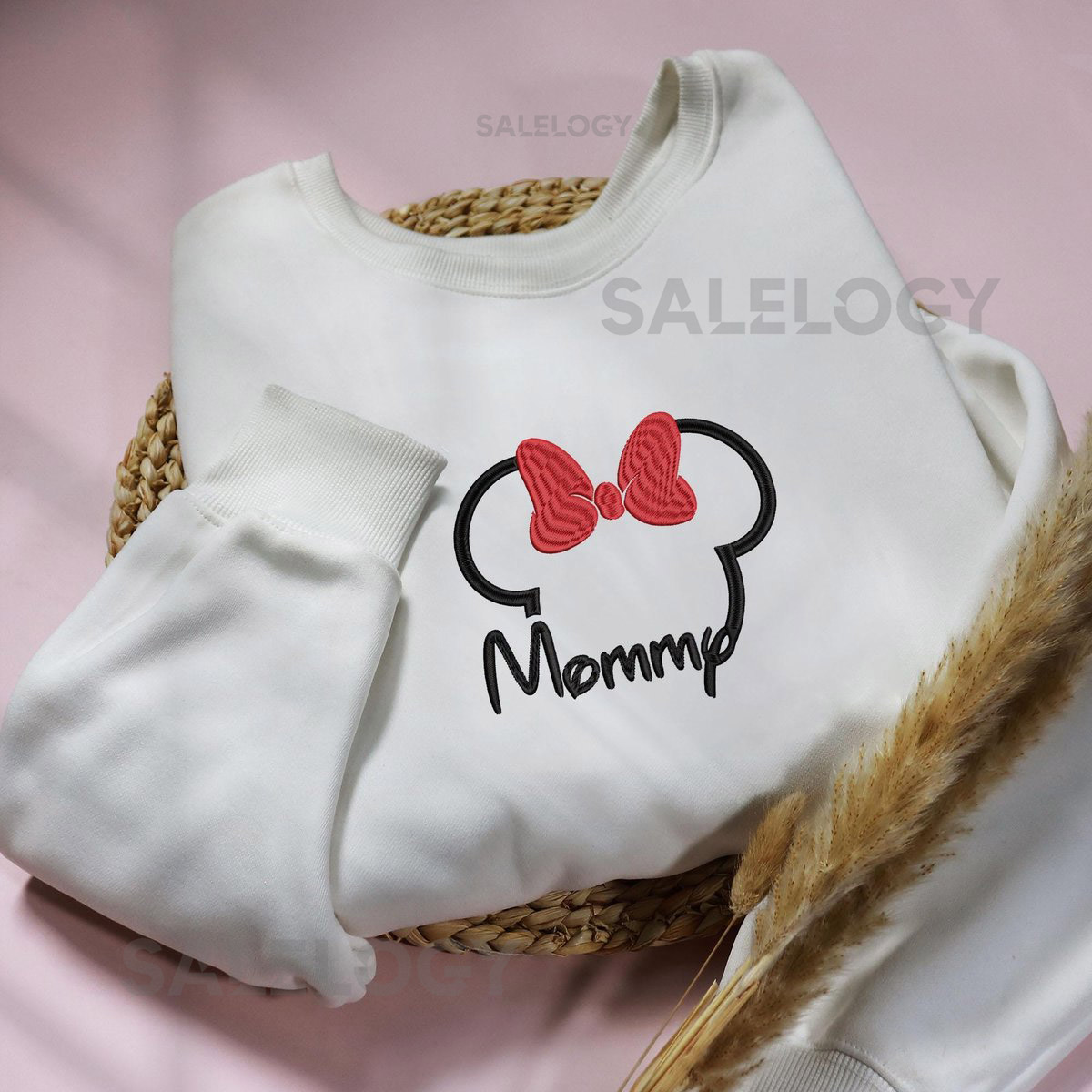 Minnie Mom Mickey Dad Embroidered Sweatshirt Personalized Couple Sweatshirt Custom Mother Sweater New Mom Dad Sleeve_97