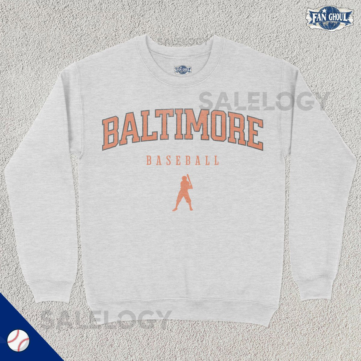 Baltimore Baseball Varsity Sweatshirt College Sports Crewneck College Sweater Baseball Fan Gift Baseball Lover Apparel Vintage Retro_46
