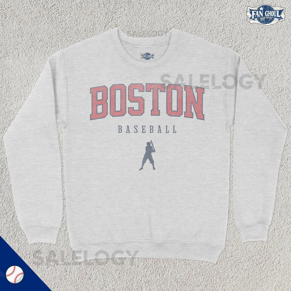 Boston Baseball Varsity Sweatshirt Sports Crewneck College Sweater Baseball Fan Gift Baseball Lover Apparel Vintage Retro Red_165