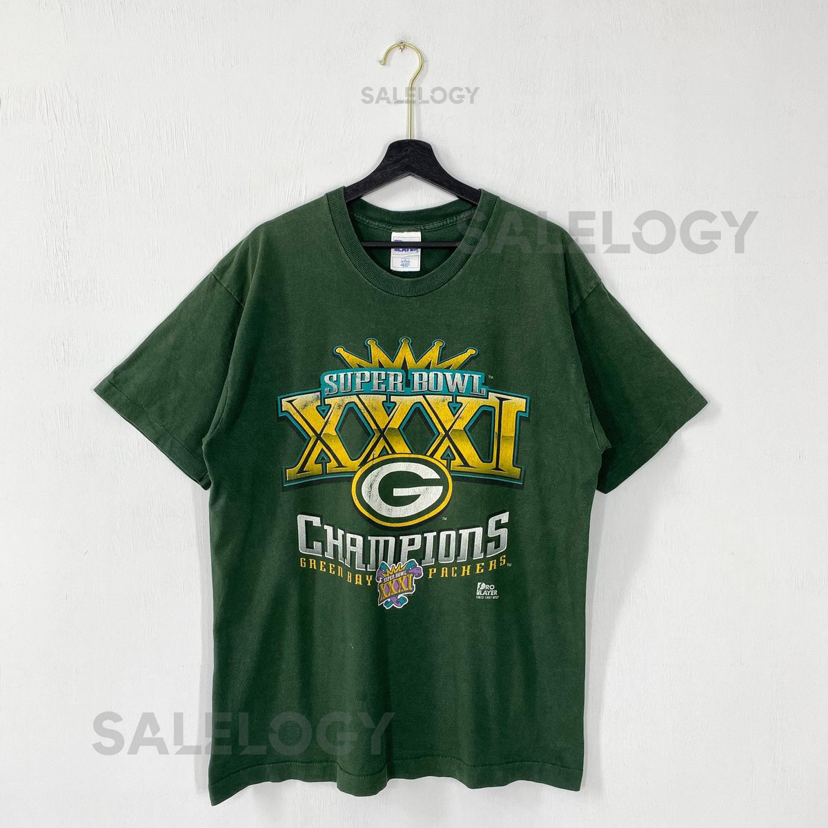 Vintage 90s Green Bay Packers T-Shirt Pro Player NFL Sportswear Single Stitch Green Large_698