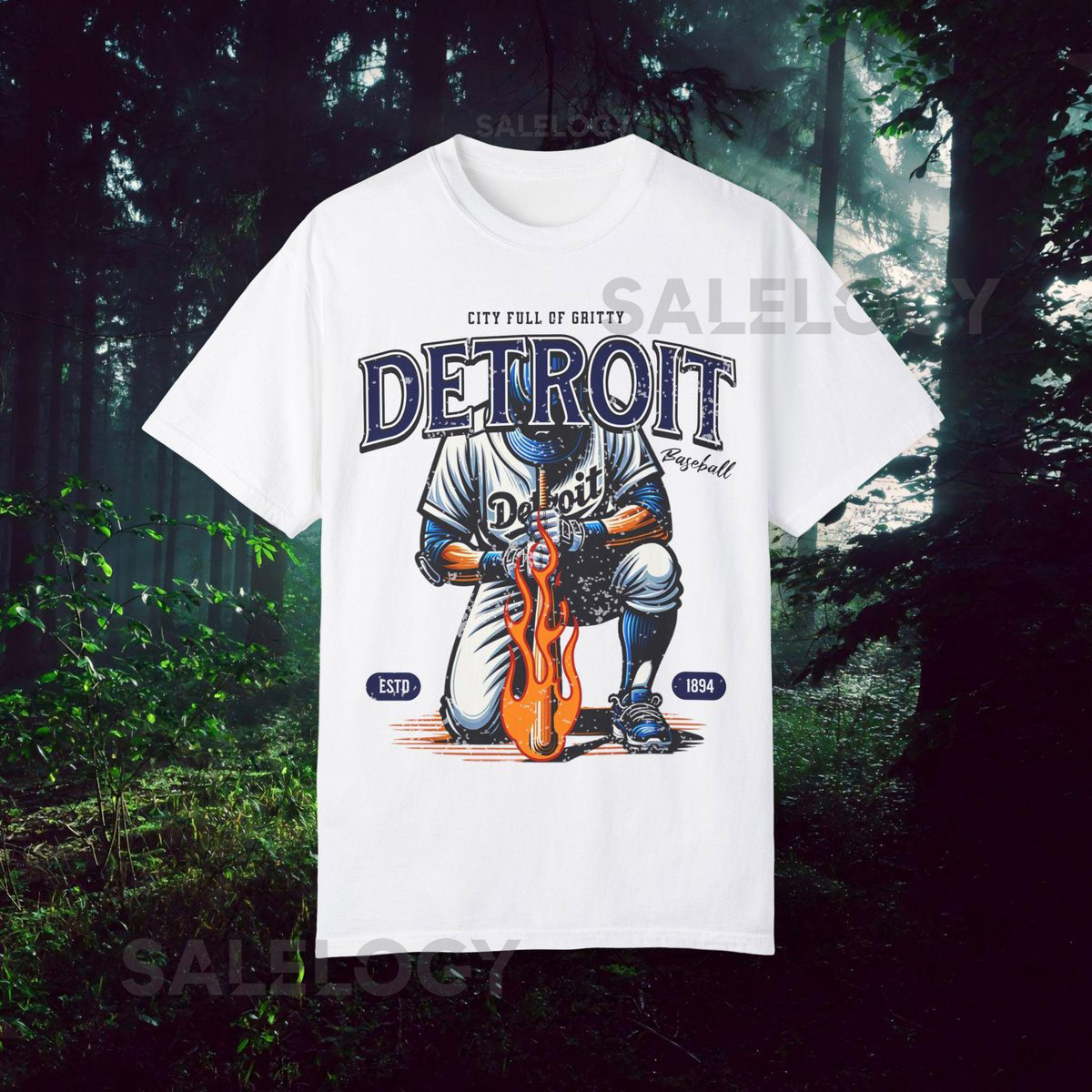 Detroit Baseball Graphic T-Shirt - comfort colors graphic tee Sports Fan Tee Vintage Style Shirt Gift for Baseball Fans Detroit Tee_124