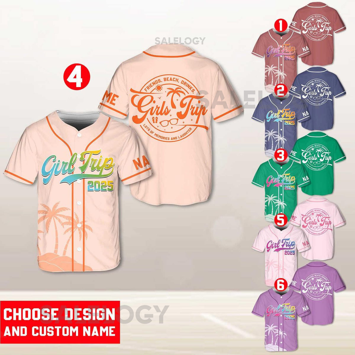 Personalized Girl Trip 2025 Baseball Jersey Custom Name Number Shirt for Girls Trip Vacation Shirt Summer Adventure Outfit_108