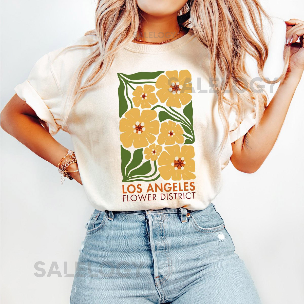 Los Angeles TShirt Flower Market Shirt Comfort Colors Top LA Souvenir California Gift Matisse Shirt Yellow Floral Travel Shirt Crewneck Tee_315