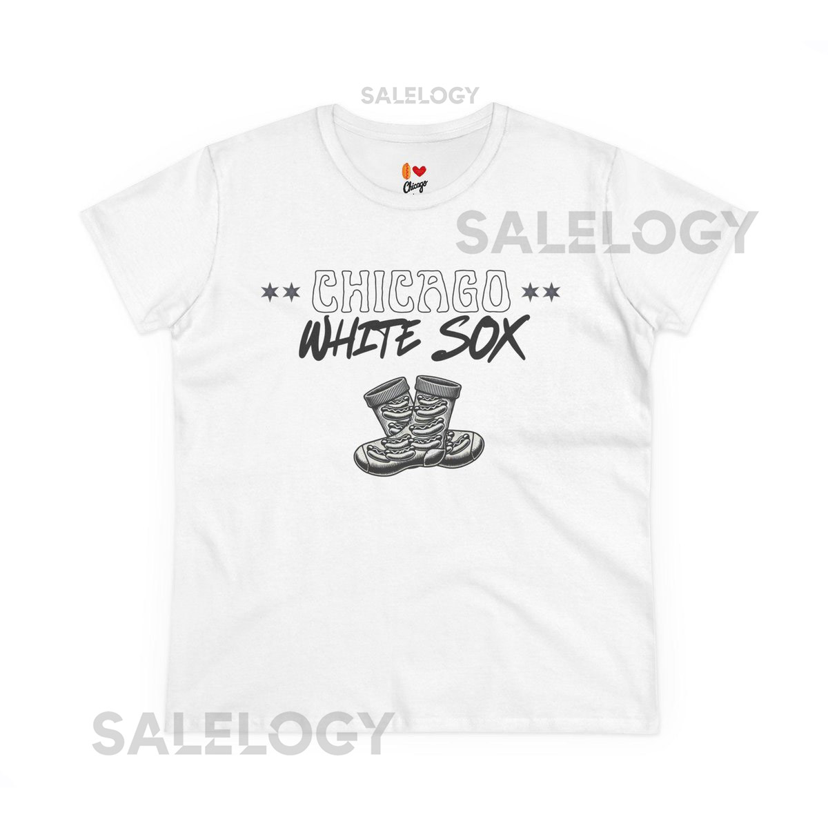 Chicago White Sox Women's Cotton Tee Soft Casual Tee Sporty Fashion Top Gift for Sports Fans Baseball Tee_246