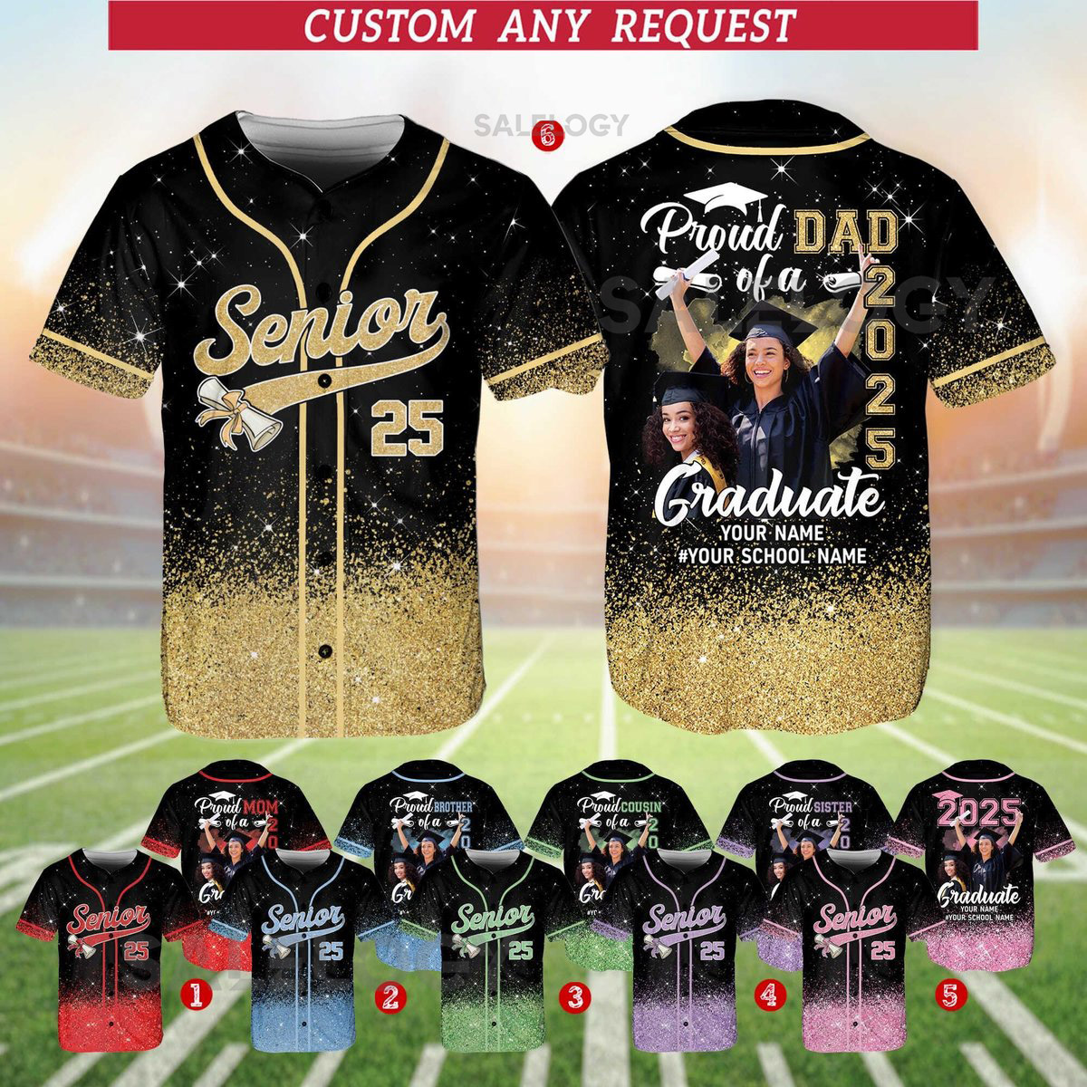 Personalized Glitter Senior 2025 Baseball Jersey with Name Photo Custom YouthAdult Senior Shirt Senior 2025 Shirt Graduation Gifts_129