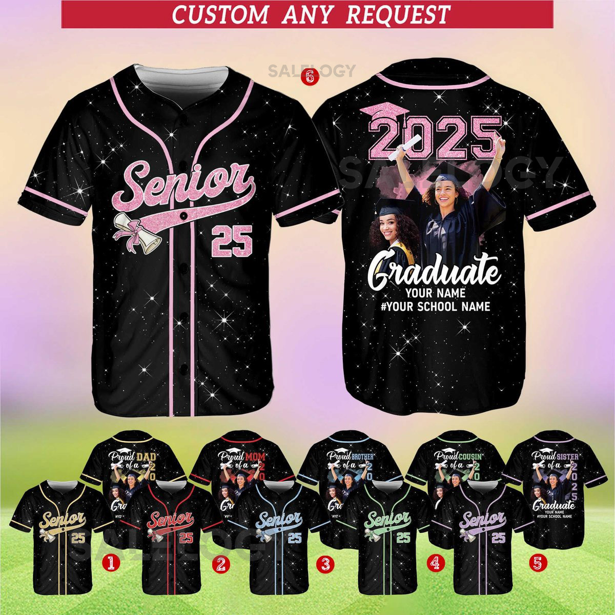 Personalized Glitter Senior 2025 Baseball Jersey with Name Photo Custom YouthAdult Senior Shirt Senior 2025 Shirt Graduation Gifts_130