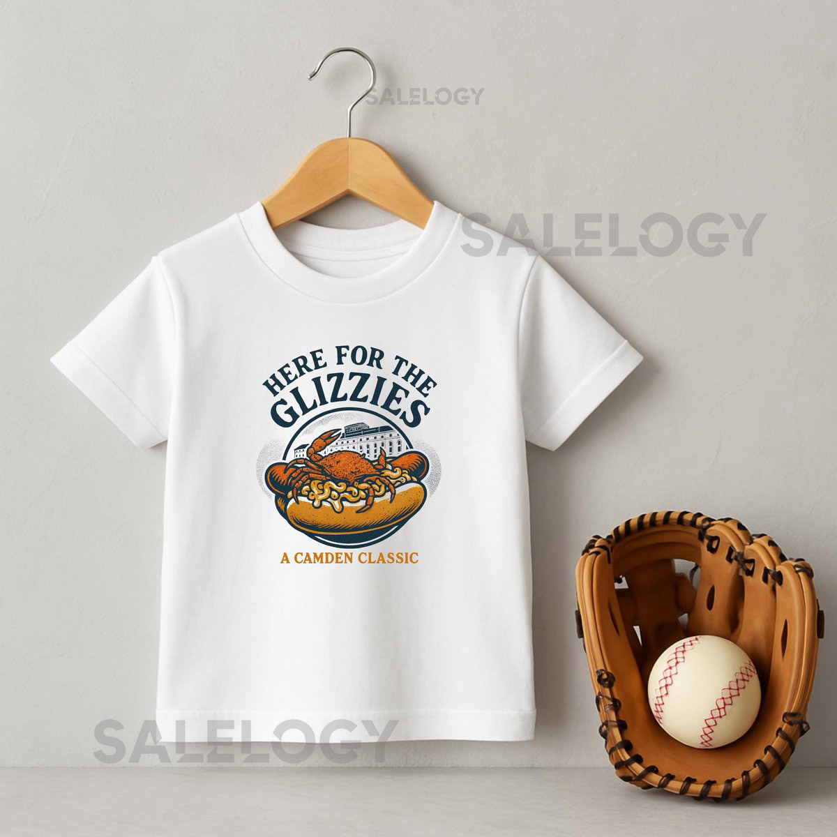 Kids Glizzy Game Day Tee Crab Mac n Cheese Hot Dog Shirt Baltimore Baseball_368
