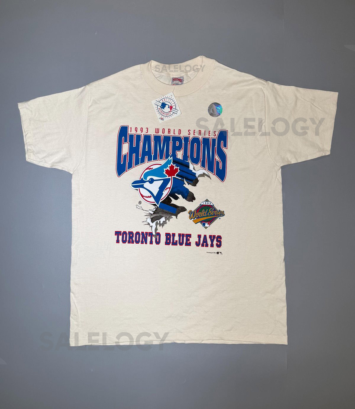 Nutmeg CCM T-Shirt Toronto Blue Jays World Series Champions 1993 Joe Carter Single Stitch Canada Baseball Made in USA New with tags Sz XL_43