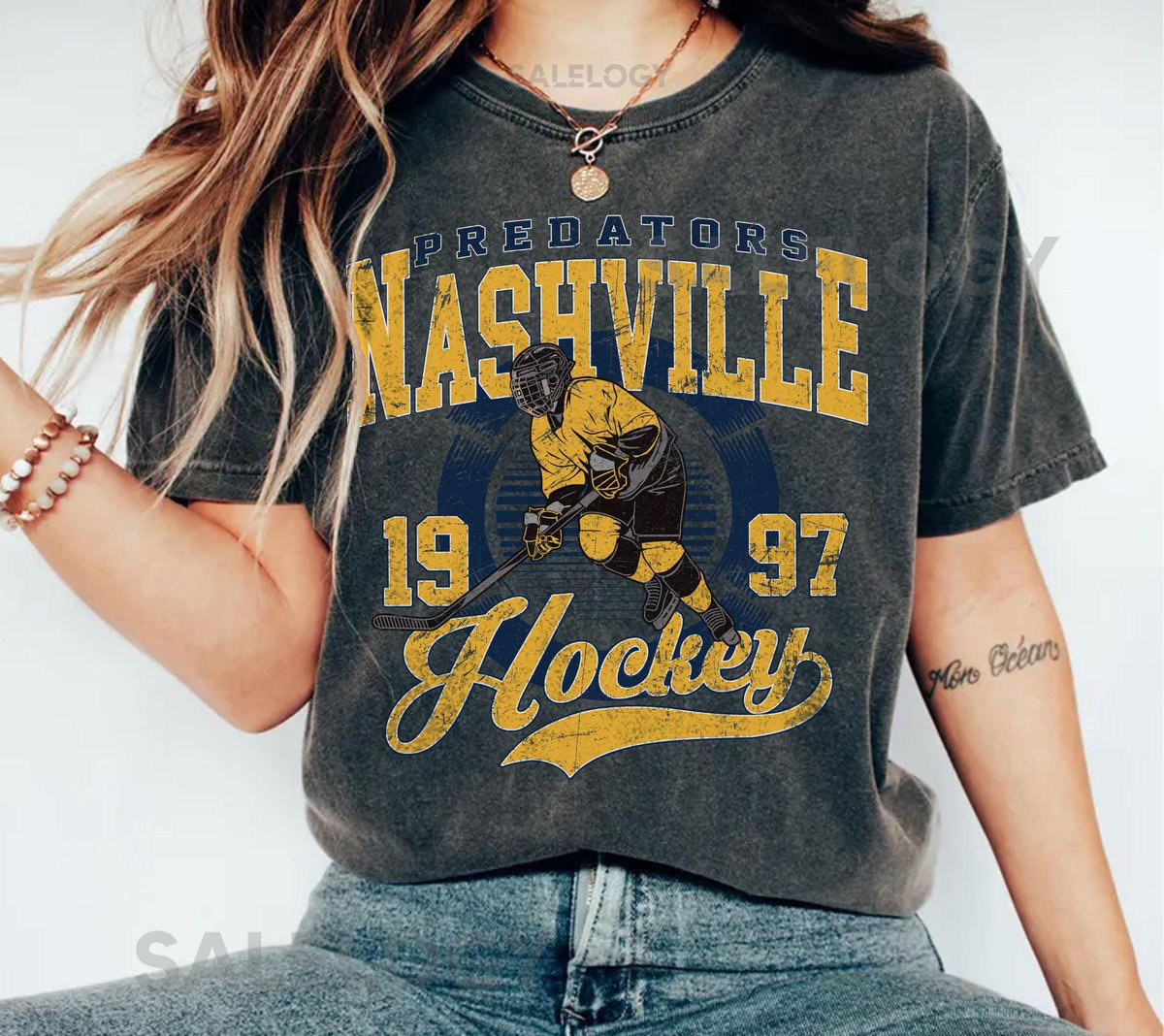 Comfort Colors Vintage Nashville Predator T Shirt Predator T Shirt Hockey Fan T Shirt Retro Nashville Ice Hockey T Shirt Nashville 1997_112