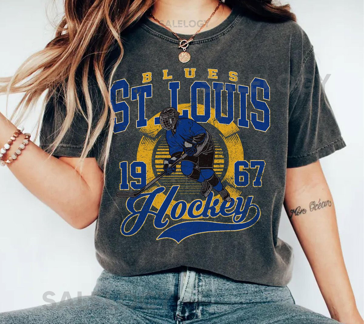 Comfort Colors ST. Louis Blue tee Vintage ST. Louis Blue T Shirt Blues T Shirt Hockey Fan T Shirt Retro ST. Louis Ice Hockey T shirt_100