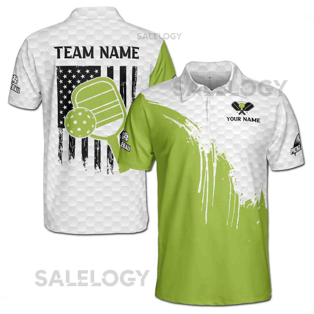Personalized Name Team America Flag Pickleball Lover Men's Polo Shirt S-5XL_576