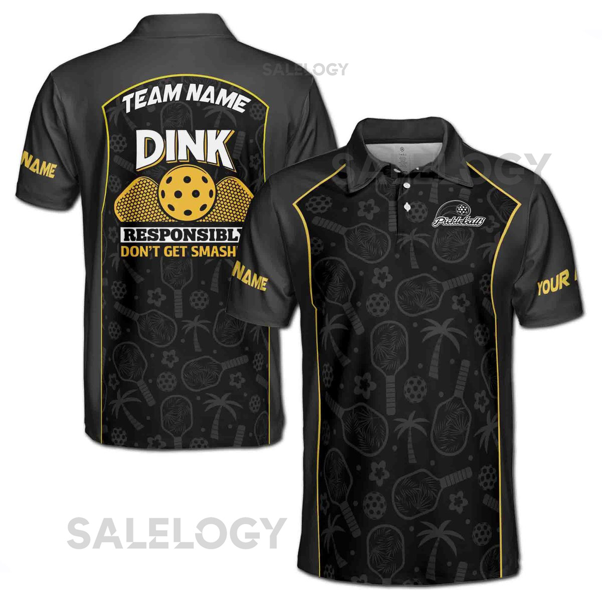 Custom Name Pickleball Dink Responsibly Don't Get Smash Men39s Polo Shirt S-5XL_143