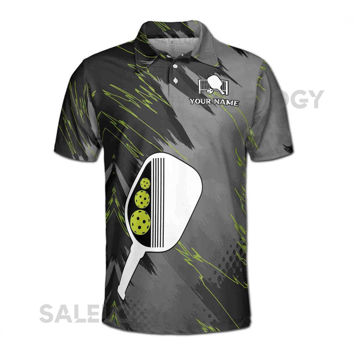 Custom Name Team Name Grey Let39s Play Pickleball Men39s Polo Shirt S-5XL_197